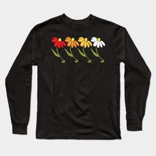 Fall Daisy Illustration Autumn Colours Line Up Long Sleeve T-Shirt